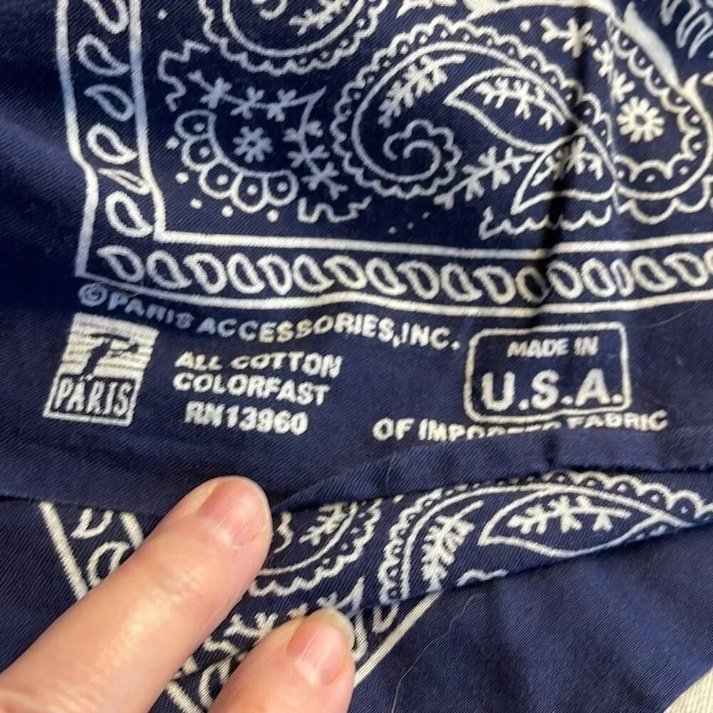 Vintage Paris Accessories, Inc made in U.S.A blue & White bandana.